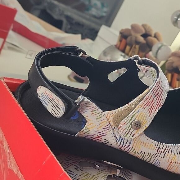 Wolky rainbow zebra Rio leather sandals womens 41 nib shoes colorful comfort new - Picture 3 of 8